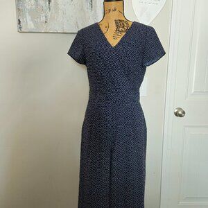 LOFT Blue White Polka Dot Jumpsuit Size 4